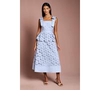 Coast Women's Petite Peplum Lace Midi Dress in Powder Blue | Size: 6 Coast Powder Blue 6