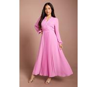 Coast Women's Petite Pleat Detail Lace Trim Maxi Dress in Pink | Size: 6