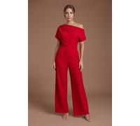 Coast Women's Petite Pleat Off-The Shoulder Jumpsuit in Flame Red | Size: 12 Coast Flame Red 12