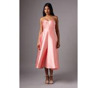 Coast Women's Petite Pleated Twill Midi Dress With Sweetheart Neckline in Peach | Size: 10 Coast Peach 10