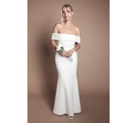 Coast Women's Petite Ponte Bardot Maxi Wedding Dress in Ivory | Size: 18