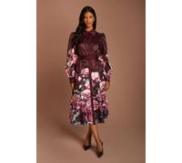 Coast Women's Petite Printed Jacquard Shirt Dress With Belt in Berry | Size: 12