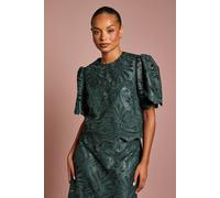 Coast Women's Petite PU Short Sleeve Top in Emerald | Size: 8
