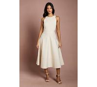 Coast Women's Petite Ribbed Bandage Halterneck Midi Dress in Stone | Size: 10