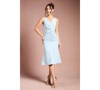 Coast Women's Petite Ruched Vee Dress in Light Blue | Size: 14 Coast Light Blue 14