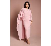 Coast Women's Petite Ruffle Chiffon Cape Crepe Maxi Dress in Blush | Size: 14 Coast Blush 14