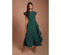 Coast Women's Petite Ruffle Detail Midi Dress in Emerald | Size: 8