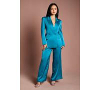 Coast Women's Petite Satin Flare Trouser in Teal | Size: 10 Coast Teal 10