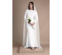 Coast Women's Petite Slash Neck Puddle Wedding Dress in Ivory | Size: 14 Coast Ivory 14