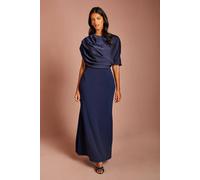 Coast Women's Petite Slinky Draped Detail Fishtail Maxi Dress in Navy | Size: 4