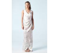 Petite Spring Posy Printed Satin Ruche Waist Bridesmaid Dress Coast Blush 8