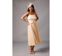 Coast Women's Petite Square Neck Midi Dress in Champagne | Size: 12 Coast Champagne 12