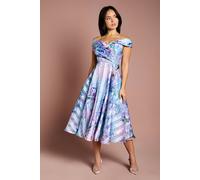 Coast Women's Petite Stripe Organza Pleat Top Midi Dress in Blue | Size: 4 Coast Blue 4
