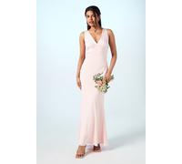 Petite Tie Back Detail Satin Bridesmaid Dress Coast Blush 14