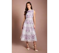 Coast Women's Placement Embroidered Organza Lace Midi Dress in Purple | Size: 12