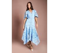 Coast Women's Placement Lace Hanky Hem Dress in Blue | Size: 12 Coast Blue 12