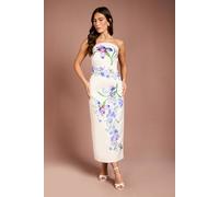 Coast Women's Placement Print Floral Bandeau Pencil Maxi Dress in Ivory | Size: 18 Coast Ivory 18
