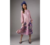 Coast Women's Placement Print Pleat Dress in Pink | Size: 8