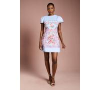 Coast Women's Placement Print Short Sleeve Mini Dress in Blue | Size: 16 Coast Blue 16