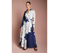Coast Women's Placement Print Wrap Front Maxi Dress in Navy | Size: 12