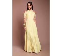 Coast Women's Pleat Cold Shoulder Bridesmaid Dress in Lemon | Size: 12