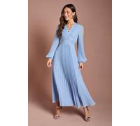Coast Women's Pleat Detail Lace Trim Maxi Dress in Light Blue | Size: 14