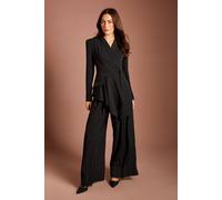 Coast Women's Pleated Front Crepe Trousers in Black | Size: 14
