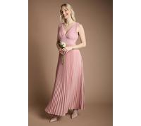 Coast Women's Pleated Plunge Neck Maxi Bridesmaid Dress in Antique Rose | Size: 14 Coast Antique Rose 14