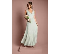 Coast Women's Pleated Plunge Neck Maxi Bridesmaid Dress in Sage | Size: 14