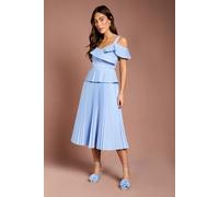 Coast Women's Pleated Strappy Midi Dress in Light Blue | Size: 14