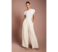 Coast Women's Pleated Waistband Satin Wide Leg Trouser in Champagne | Size: 16 Coast Champagne 16