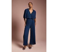 Coast Women's Pleated Wrap Front Georgette Jumpsuit in Navy | Size: 10