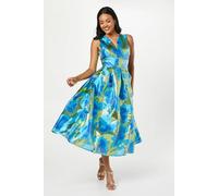 Coast Women's Plunge Neck Jacquard Midi Dress in Blue | Size: 8