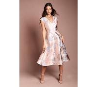 Coast Women's Plunge Neck Jacquard Midi Dress in Blush | Size: 14 Coast Blush 14