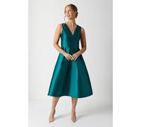 Coast Women's Plunge Neck Structured Twill Midi Bridesmaid Dress in Emerald | Size: 10 Coast Emerald 10