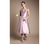 Coast Women's Plunge Neck Structured Twill Midi Bridesmaid Dress in Mauve | Size: 12 Coast Mauve 12