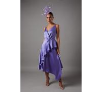 Coast Women's Plunge V Frill Skirt Strappy Midi Dress in Purple | Size: 10 Coast Purple 10