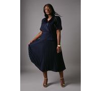Coast Women's Plus 2 In 1 Wrap Dress With Pleated Skirt in Navy | Size: 22 Coast Navy 22