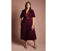 Coast Women's Plus 2 In 1 Wrap Dress With Pleated Skirt in Burgundy | Size: 22