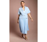 Coast Women's Plus 2 In 1 Wrap Midi Dress With Pleated Skirt in Powder Blue | Size: 20
