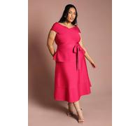 Coast Women's Plus Bardot Bandage Full Skirted Midi Dress in Magenta | Size: 24