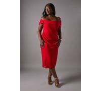 Coast Women's Plus Cold Shoulder Ruched Detail Midi Dress in Red | Size: 26