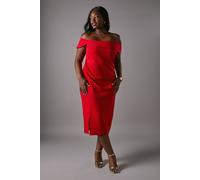 Coast Women's Plus Cold Shoulder Ruched Detail Midi Dress in Red | Size: 26 Coast Red 26
