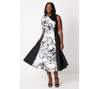 Coast Plus Colour Block Scuba Midi Dress, 26, Mono