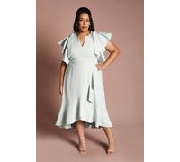 Coast Women's Plus Crepe Ruffle Wrap Midi Dress in Mint | Size: 24 Coast Mint 24