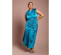 Coast Women's Plus Drape Side Cap Sleeve Midi Dress in Teal | Size: 22 Coast Teal 22