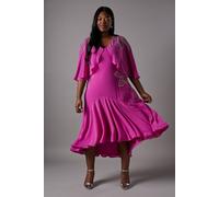 Coast Women's Plus Embellished Midi Dress With Cape Sleeves in Pink | Size: 18 Coast Pink 18