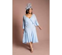 Coast Women's Plus Embellished Midi Dress With Cape Sleeves in Powder Blue | Size: 18 Coast Powder Blue 18