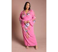 Coast Women's Plus Embroidered V Neck Wrap Midi Dress in Pink | Size: 22