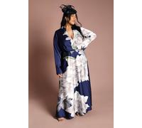 Coast Women's Plus Placement Print Wrap Front Gown in Navy | Size: 20 Coast Navy 20